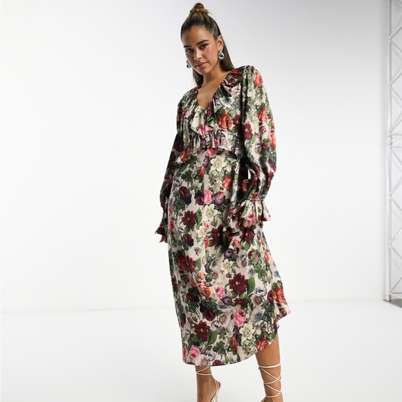 & Other Stories Dresses & Skirts - & Other Stories | V Neck Frill Midi Dress in Vintage Floral Print